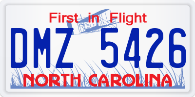 NC license plate DMZ5426
