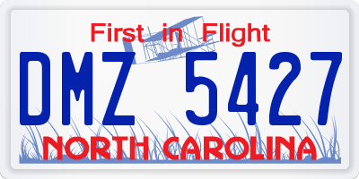 NC license plate DMZ5427