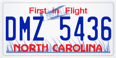 NC license plate DMZ5436