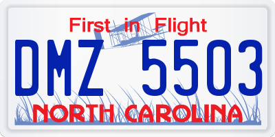 NC license plate DMZ5503