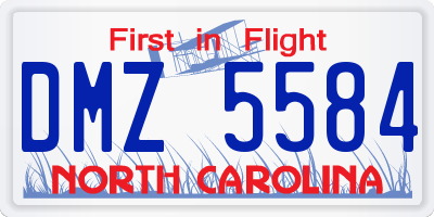 NC license plate DMZ5584