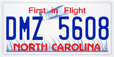 NC license plate DMZ5608