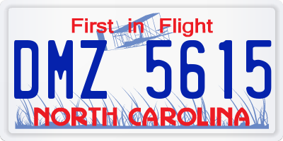 NC license plate DMZ5615