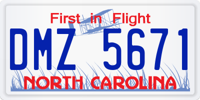 NC license plate DMZ5671