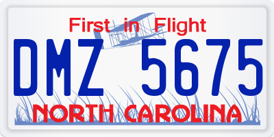 NC license plate DMZ5675