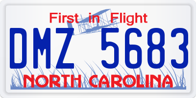 NC license plate DMZ5683
