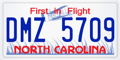NC license plate DMZ5709