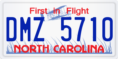NC license plate DMZ5710
