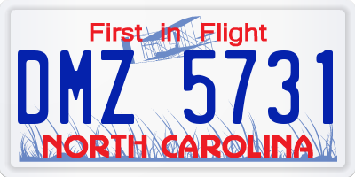 NC license plate DMZ5731