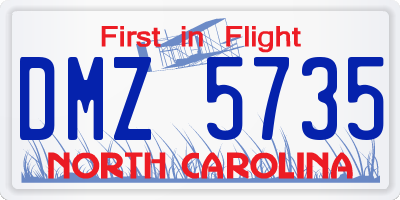 NC license plate DMZ5735