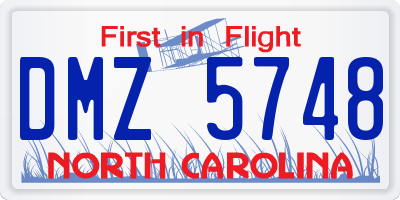 NC license plate DMZ5748