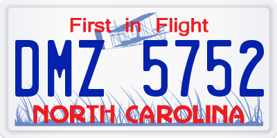 NC license plate DMZ5752