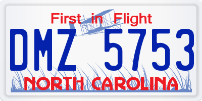 NC license plate DMZ5753