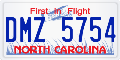NC license plate DMZ5754