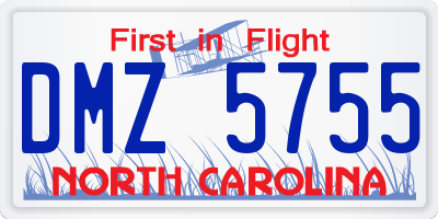 NC license plate DMZ5755