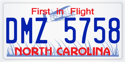 NC license plate DMZ5758