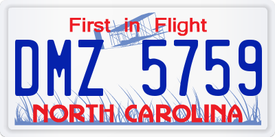 NC license plate DMZ5759