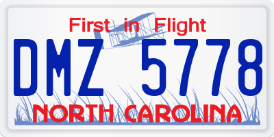 NC license plate DMZ5778