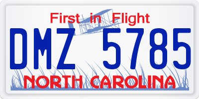 NC license plate DMZ5785