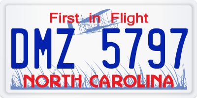 NC license plate DMZ5797