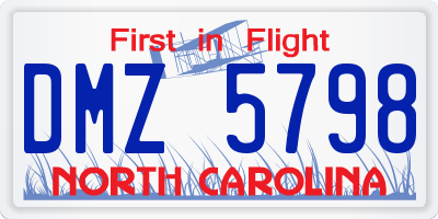 NC license plate DMZ5798
