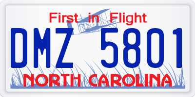 NC license plate DMZ5801