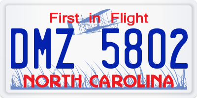 NC license plate DMZ5802
