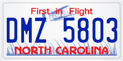 NC license plate DMZ5803