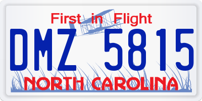 NC license plate DMZ5815