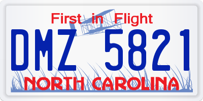 NC license plate DMZ5821