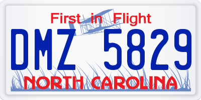 NC license plate DMZ5829