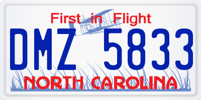 NC license plate DMZ5833