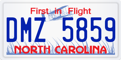 NC license plate DMZ5859