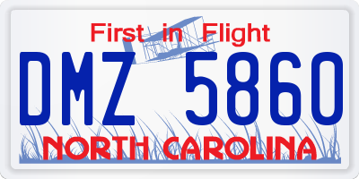 NC license plate DMZ5860