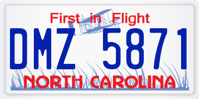 NC license plate DMZ5871
