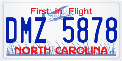 NC license plate DMZ5878