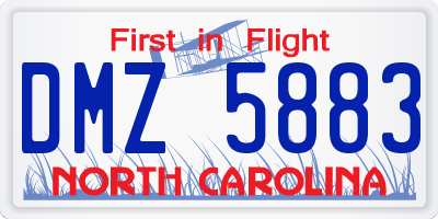 NC license plate DMZ5883