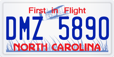 NC license plate DMZ5890
