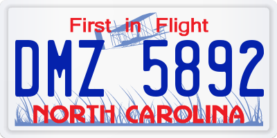 NC license plate DMZ5892