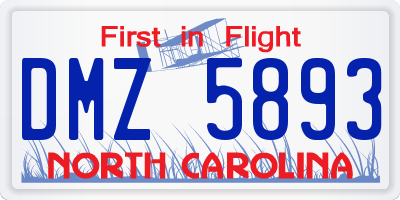NC license plate DMZ5893
