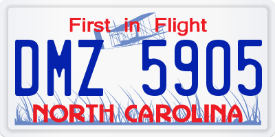 NC license plate DMZ5905