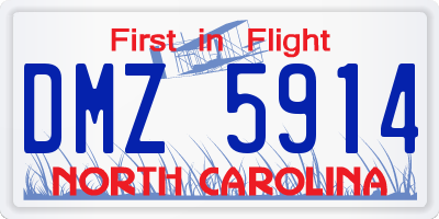 NC license plate DMZ5914