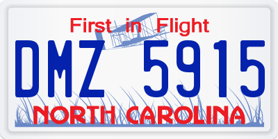 NC license plate DMZ5915