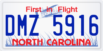 NC license plate DMZ5916