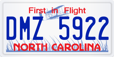 NC license plate DMZ5922