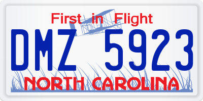 NC license plate DMZ5923