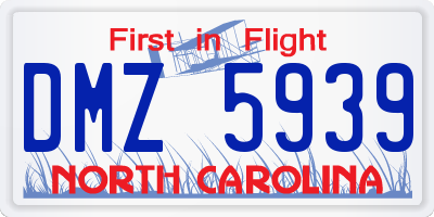 NC license plate DMZ5939