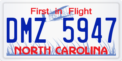 NC license plate DMZ5947