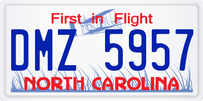 NC license plate DMZ5957