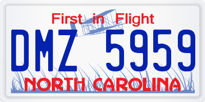 NC license plate DMZ5959